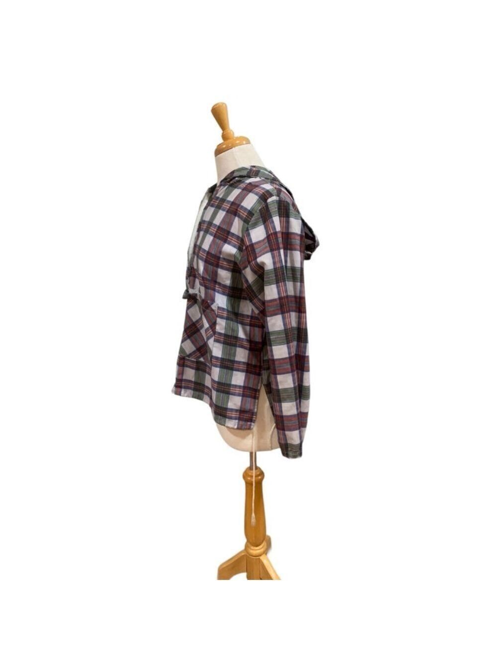 Vintage 60’s Union made lightweight Plaid long sleeved hoodie w/pocket - Picture 3 of 7